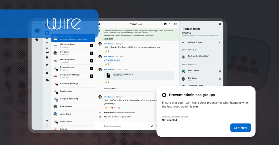 Prevent Adminless Groups Is Now Available on Wire